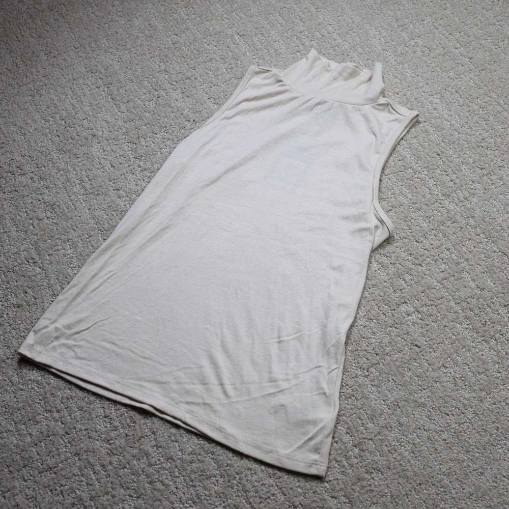Universal Thread Womens Cream Sleeveless Mock Neck Top Small G9P3P0 NWT